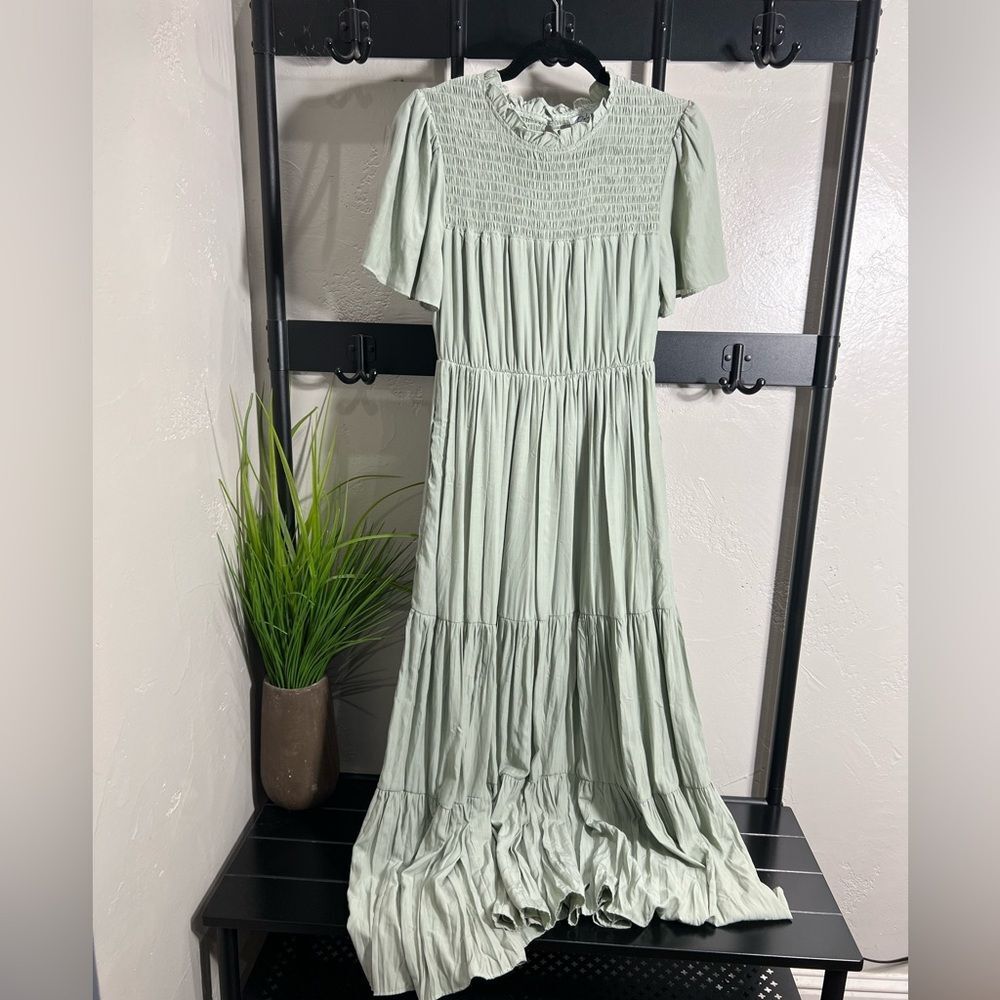Polagram Sage Tiered Dress Maxi Size Small - Picture 7 of 15